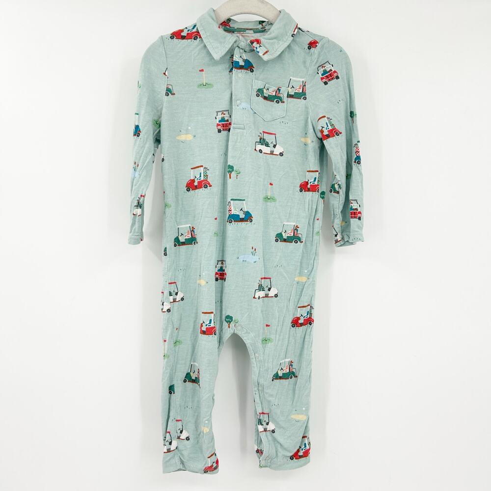 Angel Dear Baby Boys Golf Cart Bamboo Collared Polo One Piece Pajama Size 12-18M